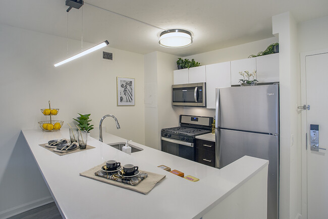 Open Kitchens feature Quartz Countertops and Breakfast Bar - The Metro