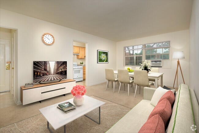 Comfortable living and dining area at Kirkwood Apartments in Hyattsville, MD - Kirkwood Apartments