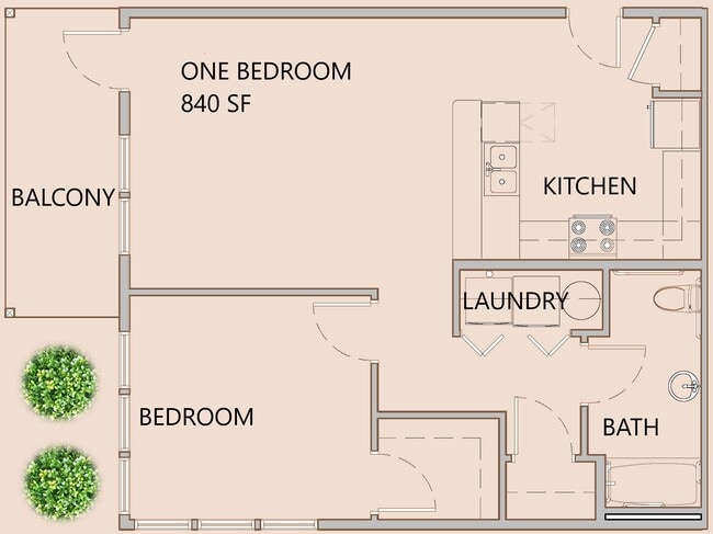 1BR, 1BA - 840SF - Redband Apartments