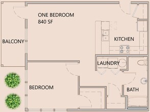1BR, 1BA - 840SF - Redband Apartments