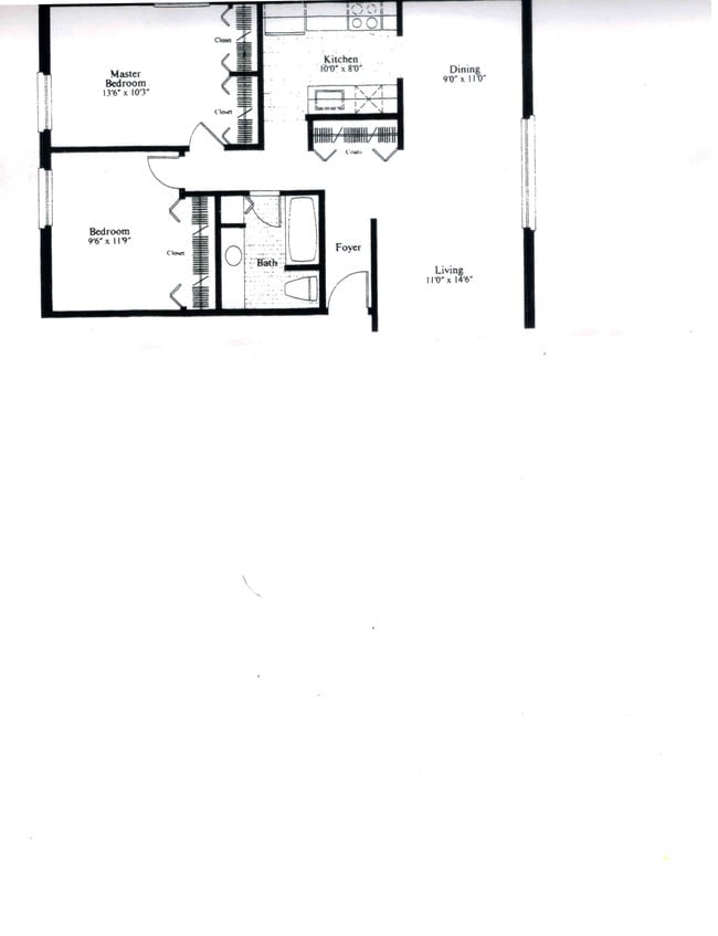 2BR, 1BA 860 SF - Pines Lapeer West Apartments