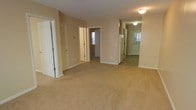 Located at 1815 Rosemont Dr in Greenville, NC, this single-floor residence offers a straightforward and practical layout designed for comfortable everyday living. The main living area features wall-to-wall carpeting in a warm neutral tone, providing a cozy and inviting atmosphere throughout. Soft beige walls complement the light-colored flooring, creating a cohesive and understated aesthetic across the space.

The open layout allows for clear sightlines from the living area toward the hallway and kitchen zone, where a white refrigerator is visible alongside a entry door with a window that allows natural light to filter in. Multiple doorways lead to additional rooms and storage areas, including a notable closet with bifold doors that offers generous storage capacity.

A secondary hallway visible from the main room connects to what appears to be a bathroom and additional living or bedroom spaces, with a window at the end providing further natural light. Flush-mount ceiling light fixtures provide consistent overhead illumination throughout the interior.

Overall, the space presents a clean, move-in-ready environment with a neutral palette, practical storage solutions, and a well-connected single-level floor plan suitable for a variety of living arrangements.