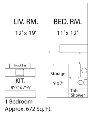 1HAB/1BA - Villa Nova Apartments (South)