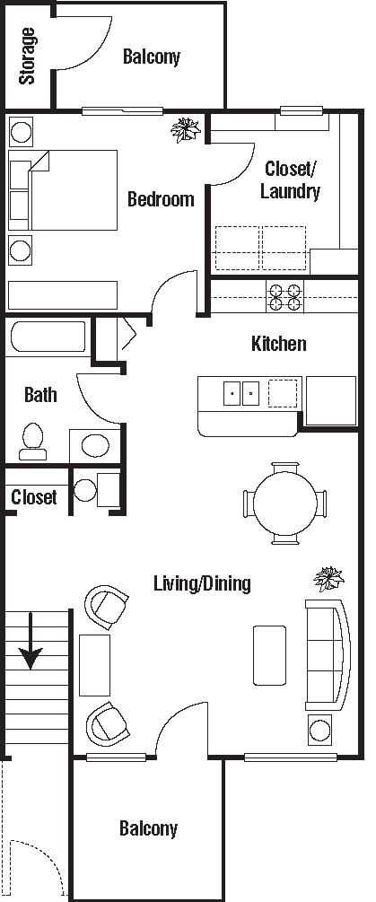 1 hab, 1 ba con balcón - Autumn Woods