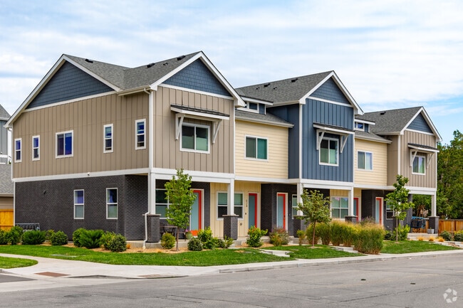 Contemporary multi-story townhouses dot Business District's residential streets.