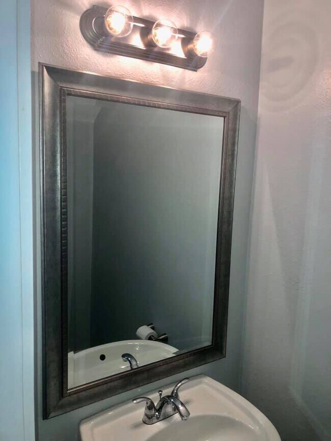 Downstairs half bath with new mirror, faucets - 1340 Tropical Cove
