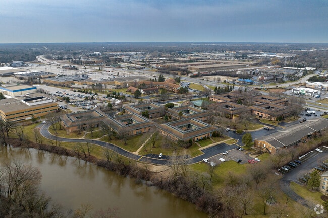 Condos sit along the river in Brown Deer.