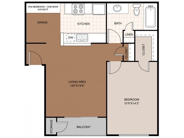 La suave lluvia 618 ft². Ft. - Foxglove Apartments