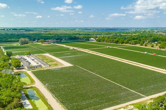 Favorite Farms aerial view with farmland in Greater Thonotosassa.