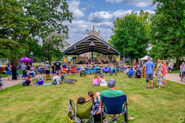 Bronson Park is located downtown and is a green oasis in the middle of a busy city.