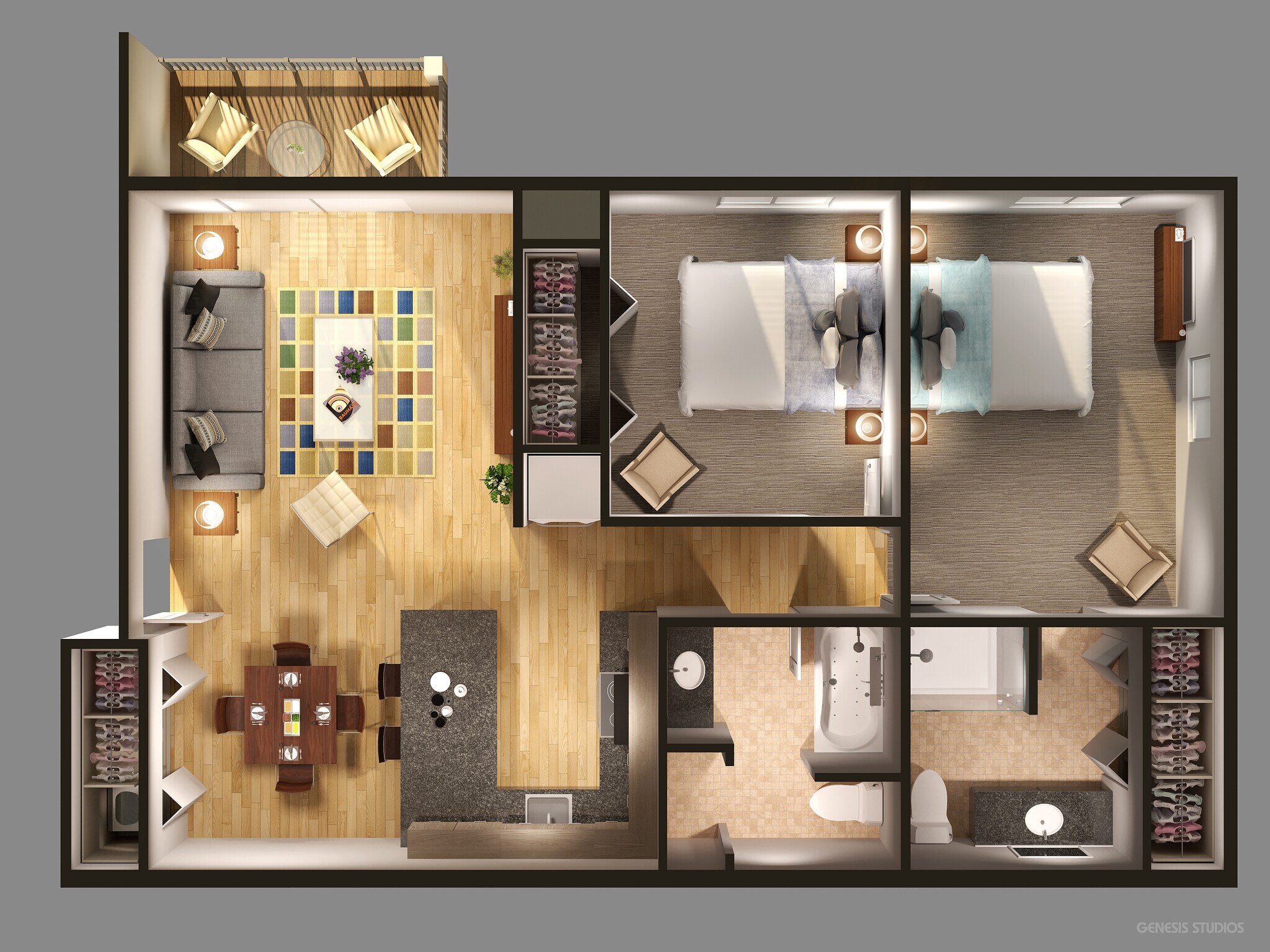 Carr Apartments – 2 Bedroom-2 Bath