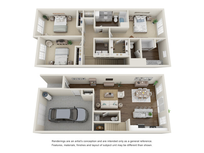 The Wisteria - 3 habitaciones, 2,5 baños Casa adosada, 1759 ft². - Thalia Gardens Apartments and Townhomes