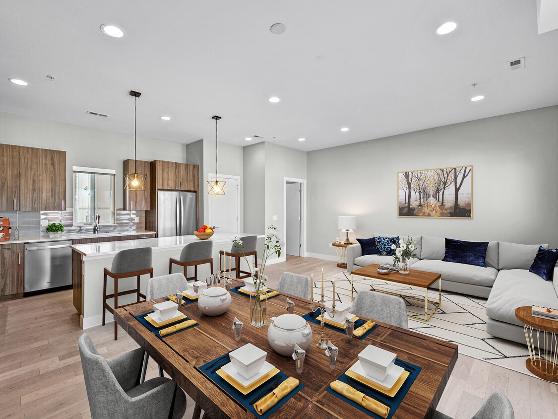Main living open concept living/kitchen/dining with 1/2 bath, pantry, and separate office space - 3360 W 38th Ave