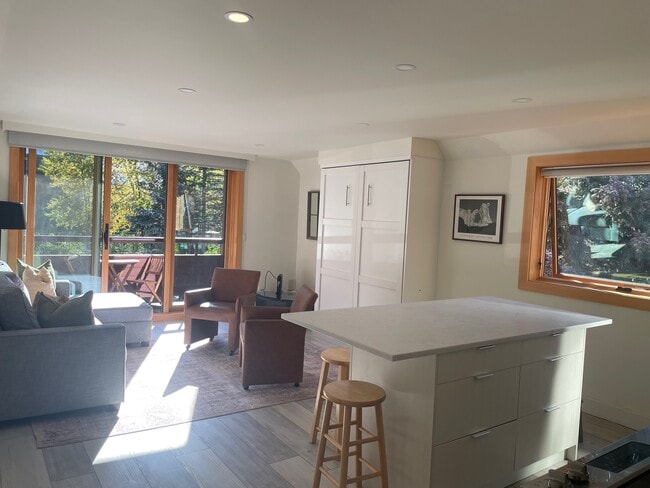 Living Area - White Wall Unit holds Murphy Bed - 1136 Vine St