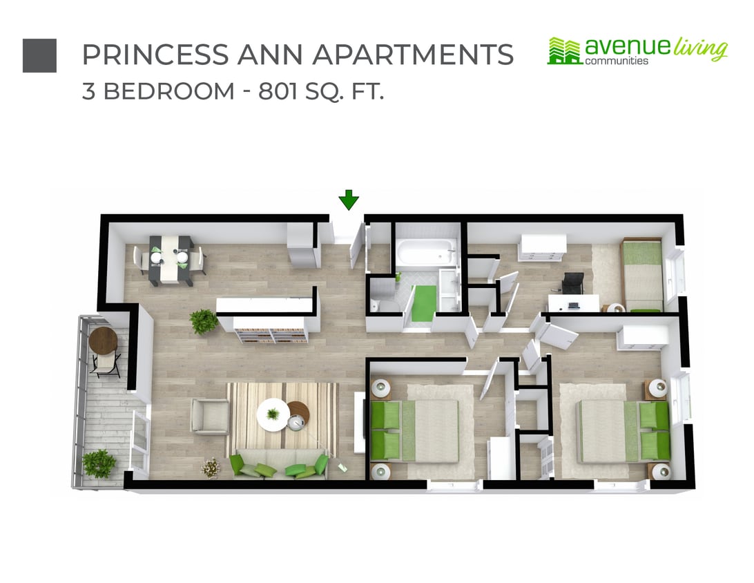 Floorplan - Princess Ann Apartments