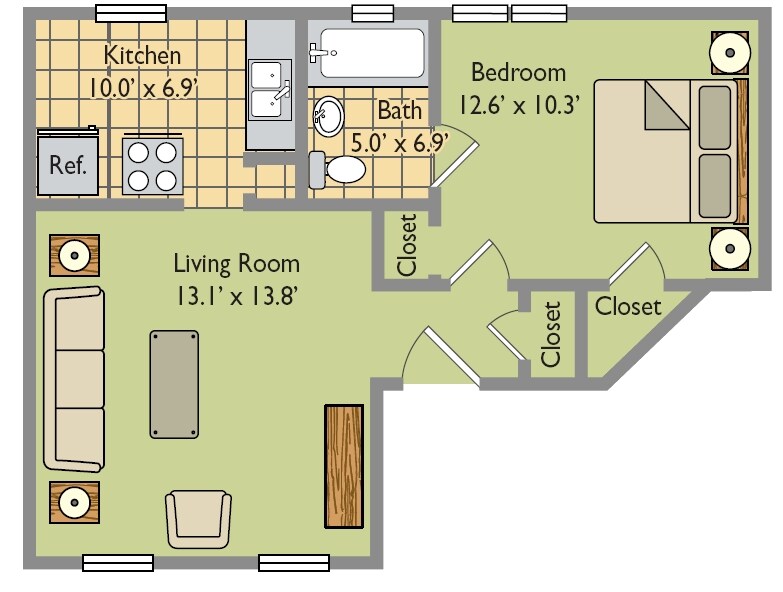 Livingston Park Apartments – JR. ONE BEDROOM