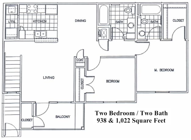 Two Bedroom / Two Bath - Mill Creek and Millie Street Apartments