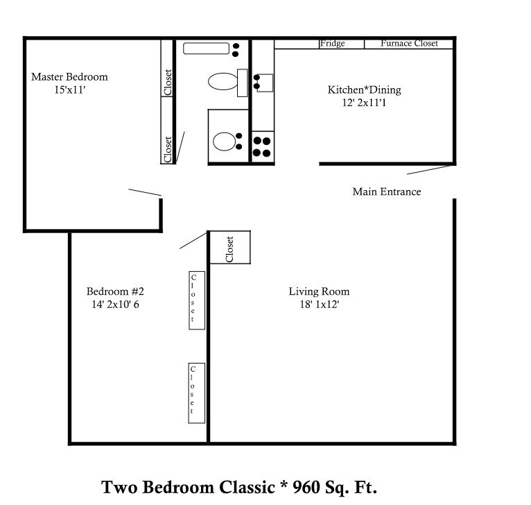 Perry Lake Village – 2 Bedroom, 1 Bathroom