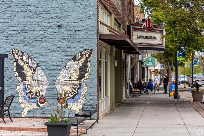 Take a photo in front of the butterfly wings mural near the shops and restaurants in downtown Maryville.