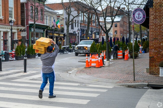 Quaint shops and restaurants line the streets of Alexandria.