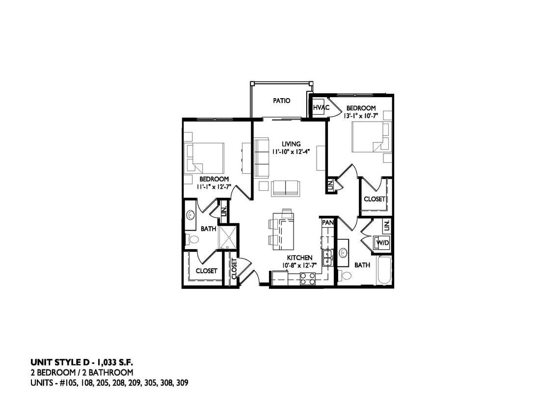 Plano de planta 2x1 - Greenhaven Apartments & Townhomes