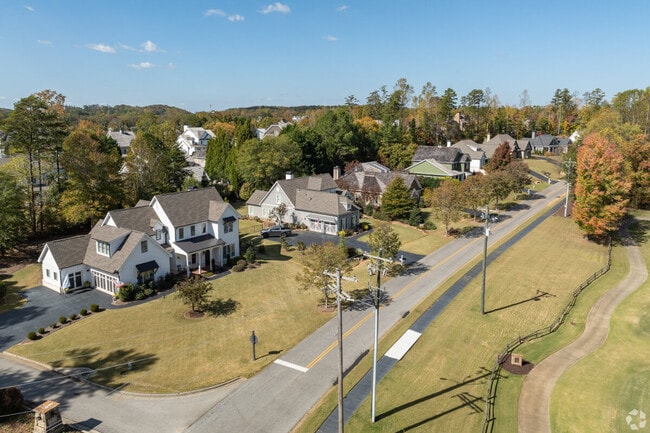 A row of homes along a street in Dahlonega.