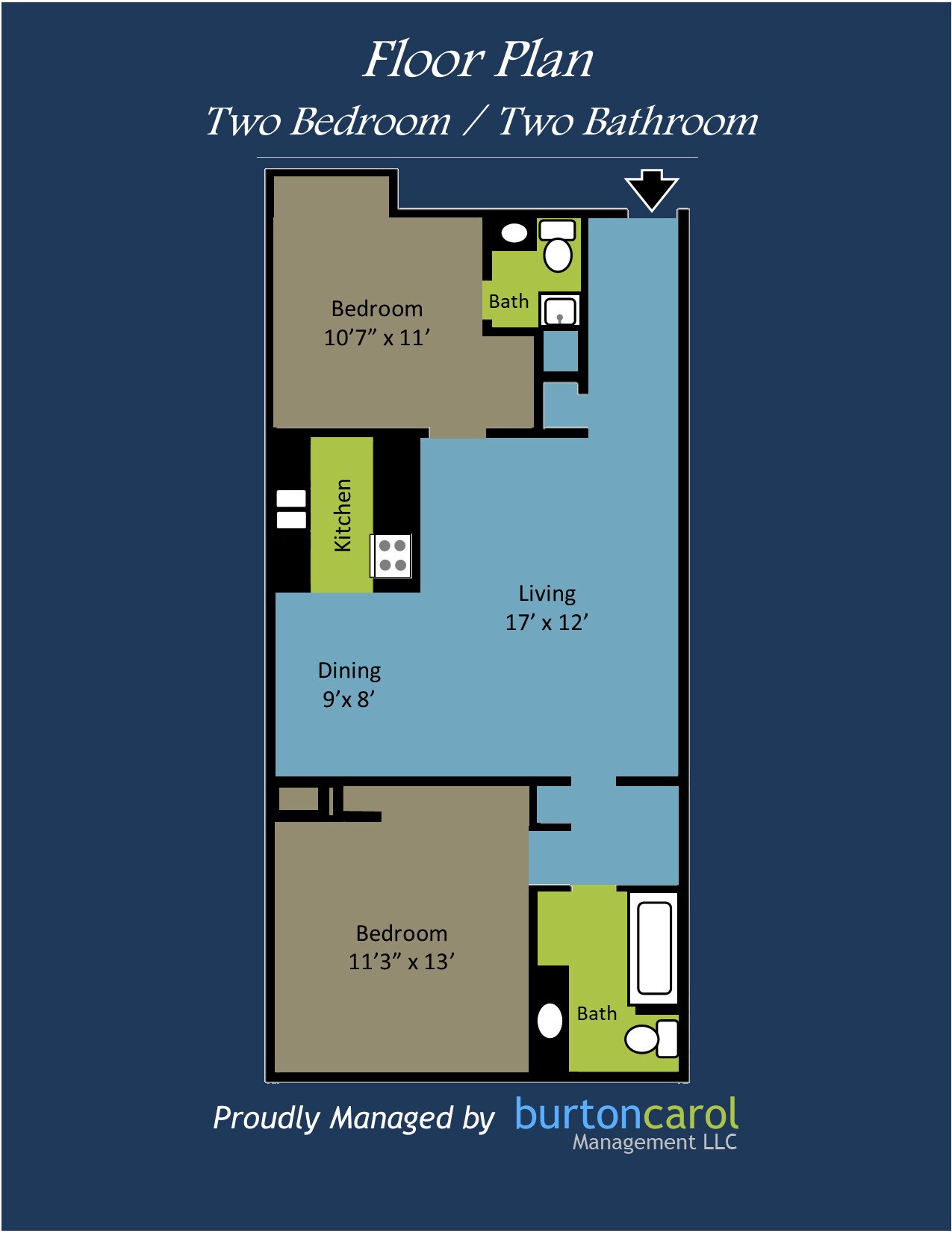 Columbia Square – 221 - 2 Bdrm, 2 Bath, 1st Floor