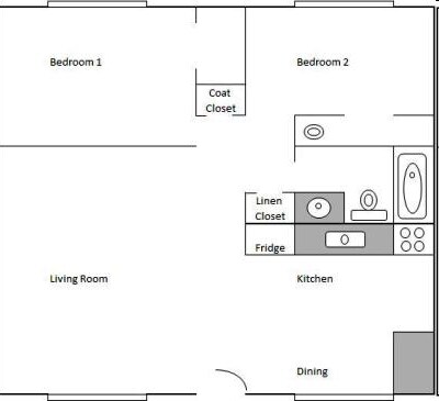 2HAB/1BA - Village Square