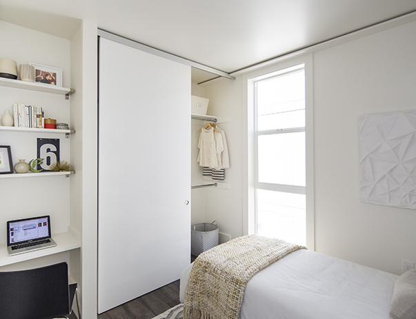 Private Bedroom with Closet and Built-In Desk - FOUND Study Southside Berkeley