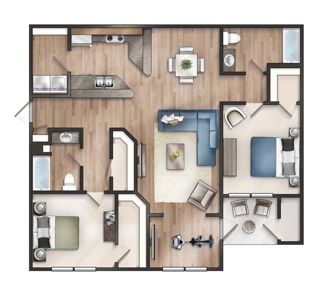 Plano de planta de dos habitaciones - Orchard Trace Lagrange
