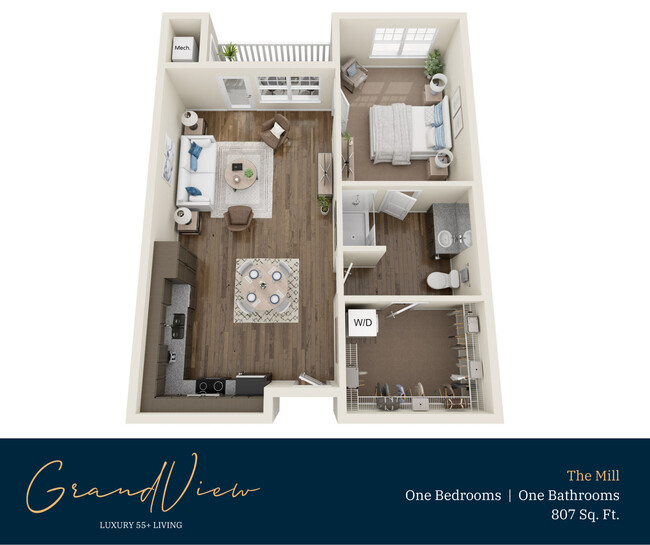 Plano del piso de The Mill - GrandView 55+ Luxury Living