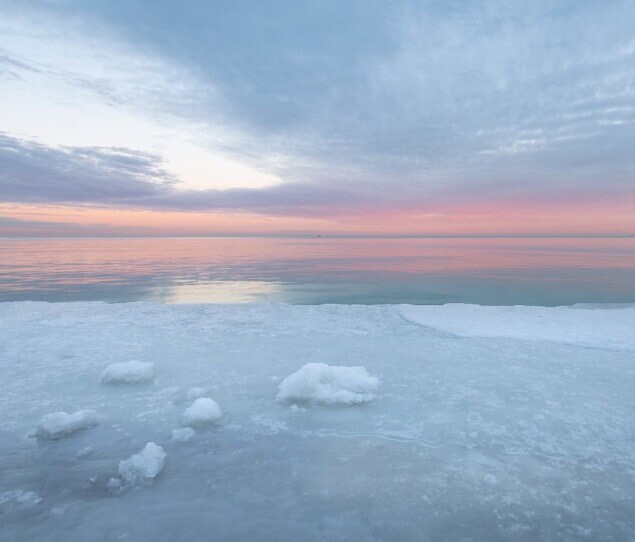The icy shoreline of Lake Michigan