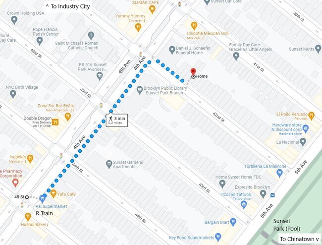 Directions from R train - 417 42nd St