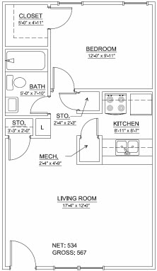 Plano de planta - Marshall Apartments