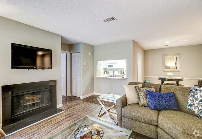 Living Room with Fire Place - Woodhill Apartments