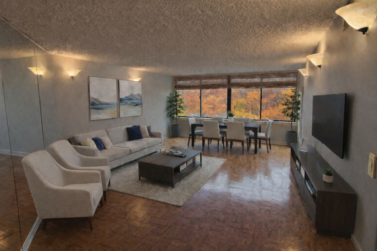 Spacios Living and Dining Room (virtually staged) - 19 Rock Hill Rd (Bala Cynwyd, PA)