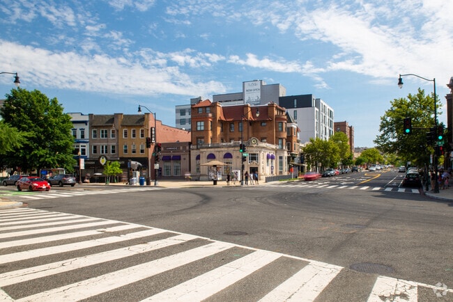 Adams Morgan features wide streets and bike lanes for residents and visitors.