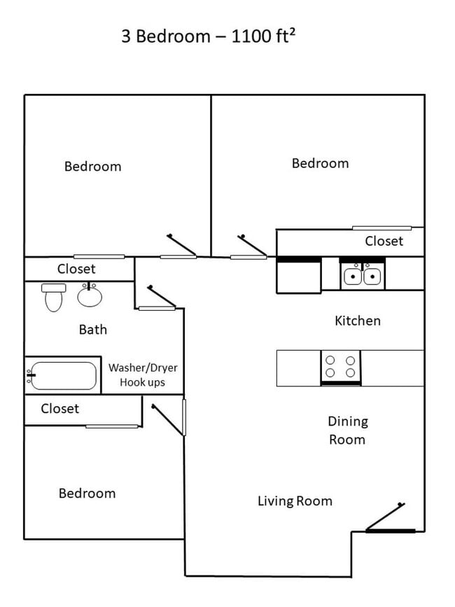 Building Photo - Three bedroom one bath! Corner unit! Washe...