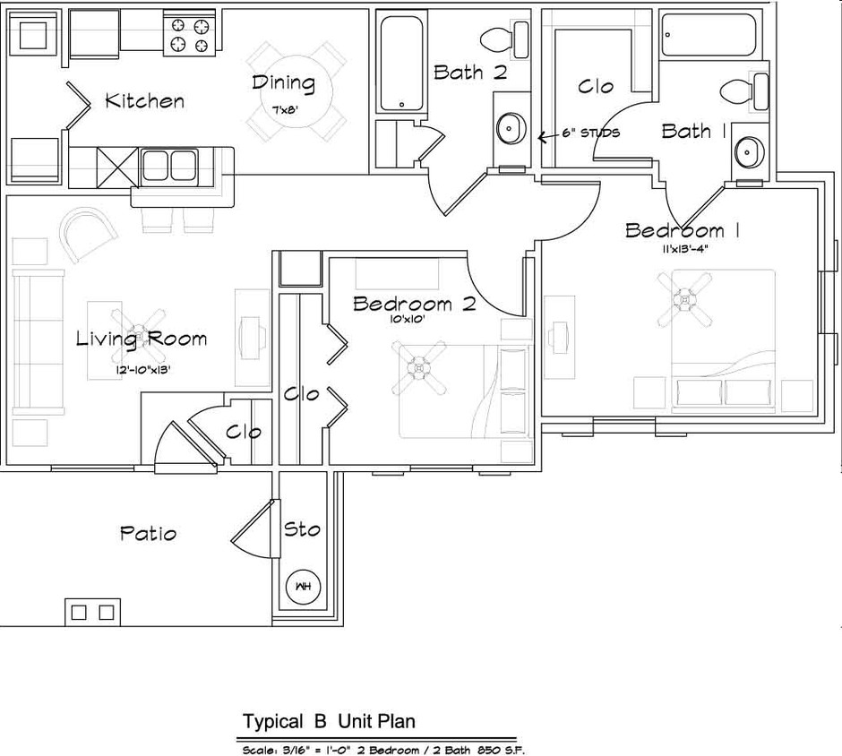 Plano de planta B - Stone Ranch Apartments - Senior Living