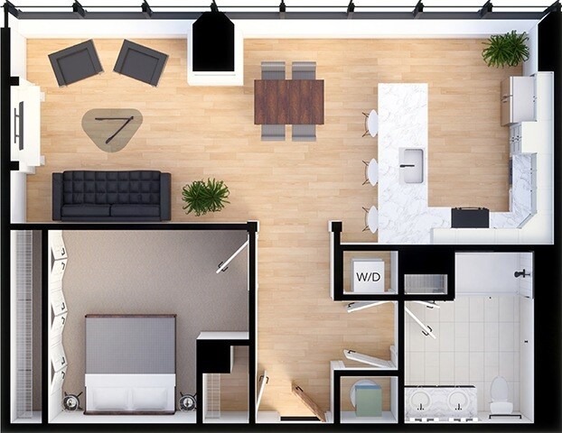Residences at 55 – Suite Style C1 - 1 Bedroom 1 Bath