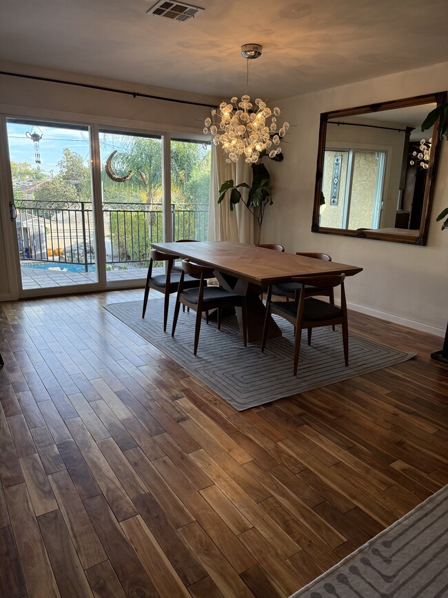 6-Chair Dining Area overlooking backyard pool - 1068 E San Jose Ave