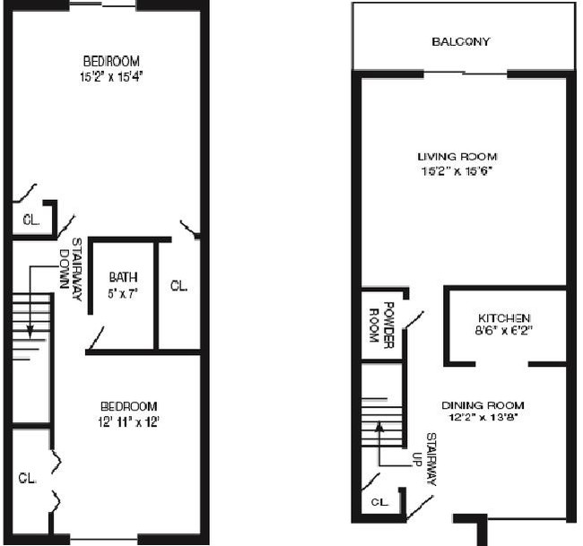 2 Bedroom Townhouse 1250 Square Feet - Garden Oaks Apartments