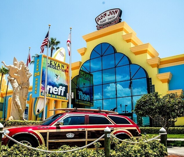 The flagship Ron Jon's Surf Shop in Cocoa Beach is the largest surf shop in the world