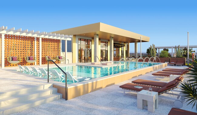 Patio en la azotea con piscina - VERVE Tempe