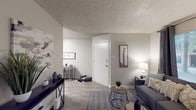 Located at 1830 Bandera Rd in San Antonio, Texas, this single-floor unit offers a practical and cohesive layout designed for comfortable everyday living. The living area serves as the heart of the space, featuring wood-look flooring, a textured ceiling, and neutral gray-toned walls that create a warm, inviting atmosphere. The open layout connects seamlessly to a dedicated dining nook, making the space feel connected and functional.

The kitchen is well-equipped with dark cabinetry, granite-style countertops, a subway tile backsplash, and full black appliance suite — including a refrigerator, electric range, and dishwasher — providing both style and practicality.

The bedroom offers a quiet retreat with a window unit for climate control, natural light filtered through drape-framed windows, and ample closet space. The consistent flooring and neutral palette carry throughout, lending the room a calm, restful character.

The bathroom features a granite-topped vanity with dark cabinetry, a combination shower/tub, and wood-look flooring that ties into the overall aesthetic of the unit.

Throughout the space, the consistent use of gray tones, modern fixtures, and wood-look flooring creates a unified and contemporary feel well-suited for San Antonio living.
