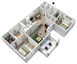 Palms - 2B2B - Queen - 1068 Sq Ft - 3D Furnished.jpg - Palms at Wyndtree Apartments