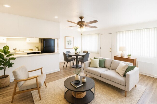 Las imágenes se han recreado virtualmente para ilustrar el posible uso y la distribución del espacio. El mobiliario y la decoración se muestran únicamente con fines ilustrativos. - St Moritz Garden Apartments