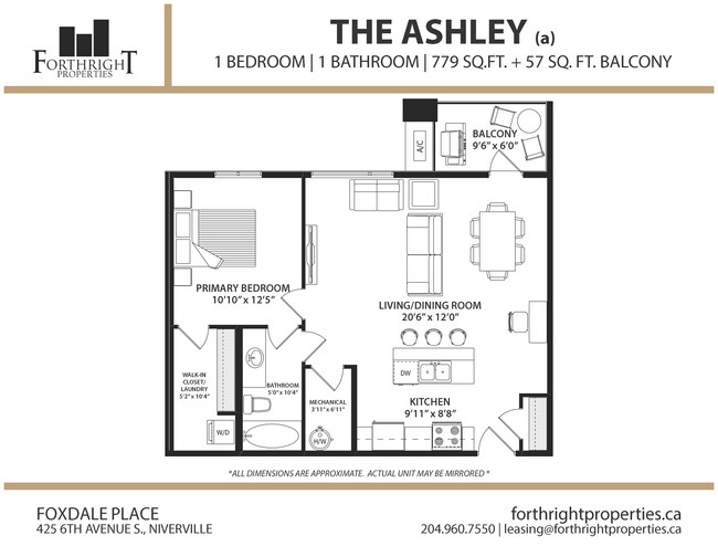 Foxdale - Floorplans - Apartment - 1 Bed - Ashley (a) - Foxdale Place