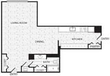 Studio, 1 Bath 697 SF E4R