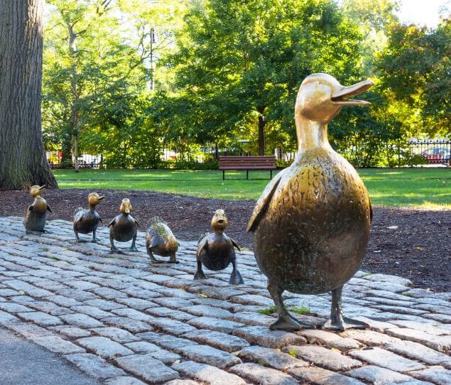 Duck figures in Boston Public Garden